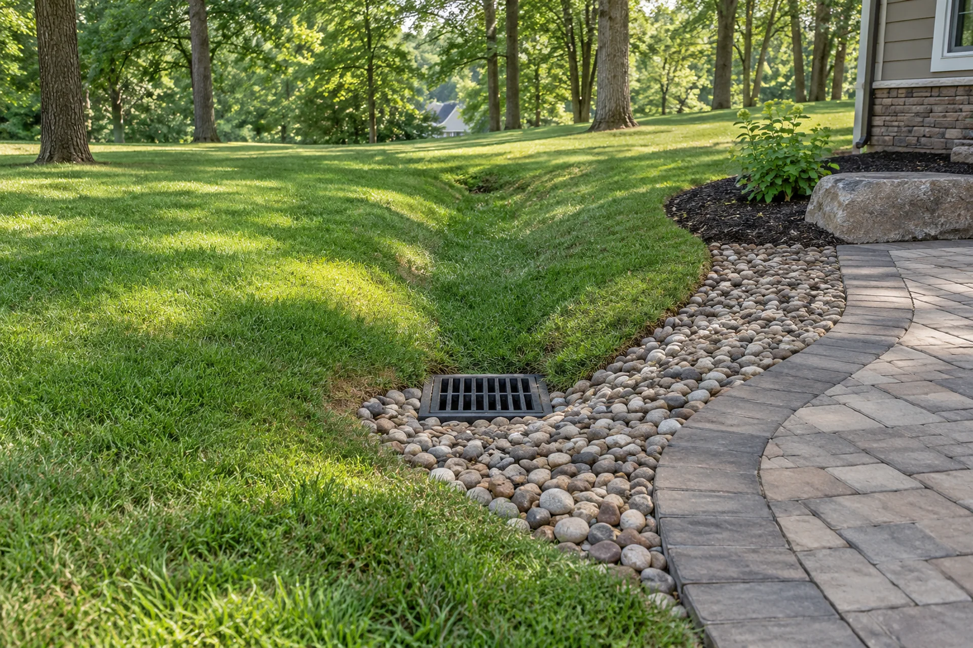 Residential drainage and grading work prepared for a finished landscape
